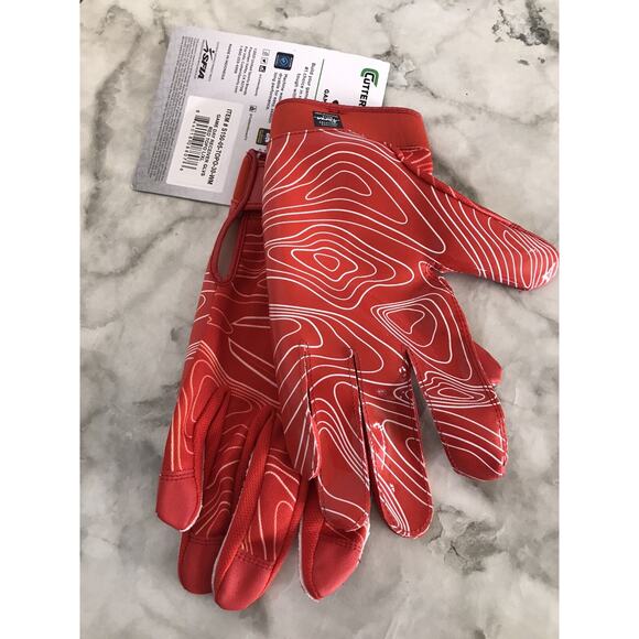 Cutters Game Day Football Gloves Sticky Grip Red Adult Large/ X-Large New w/ Tag - Picture 4 of 5